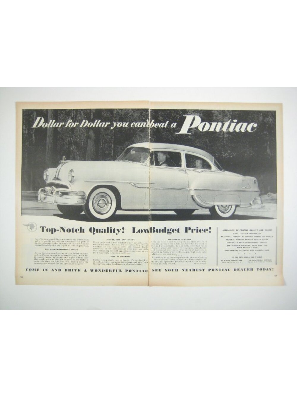 Vintage 1953 Pontiac Advertisement Print 2 Page AD MOD